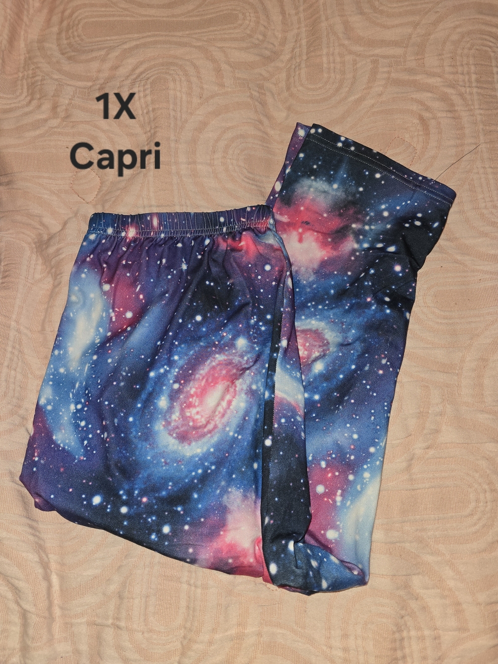 Galaxy Print Capri Leggings - Space Nebula Design
